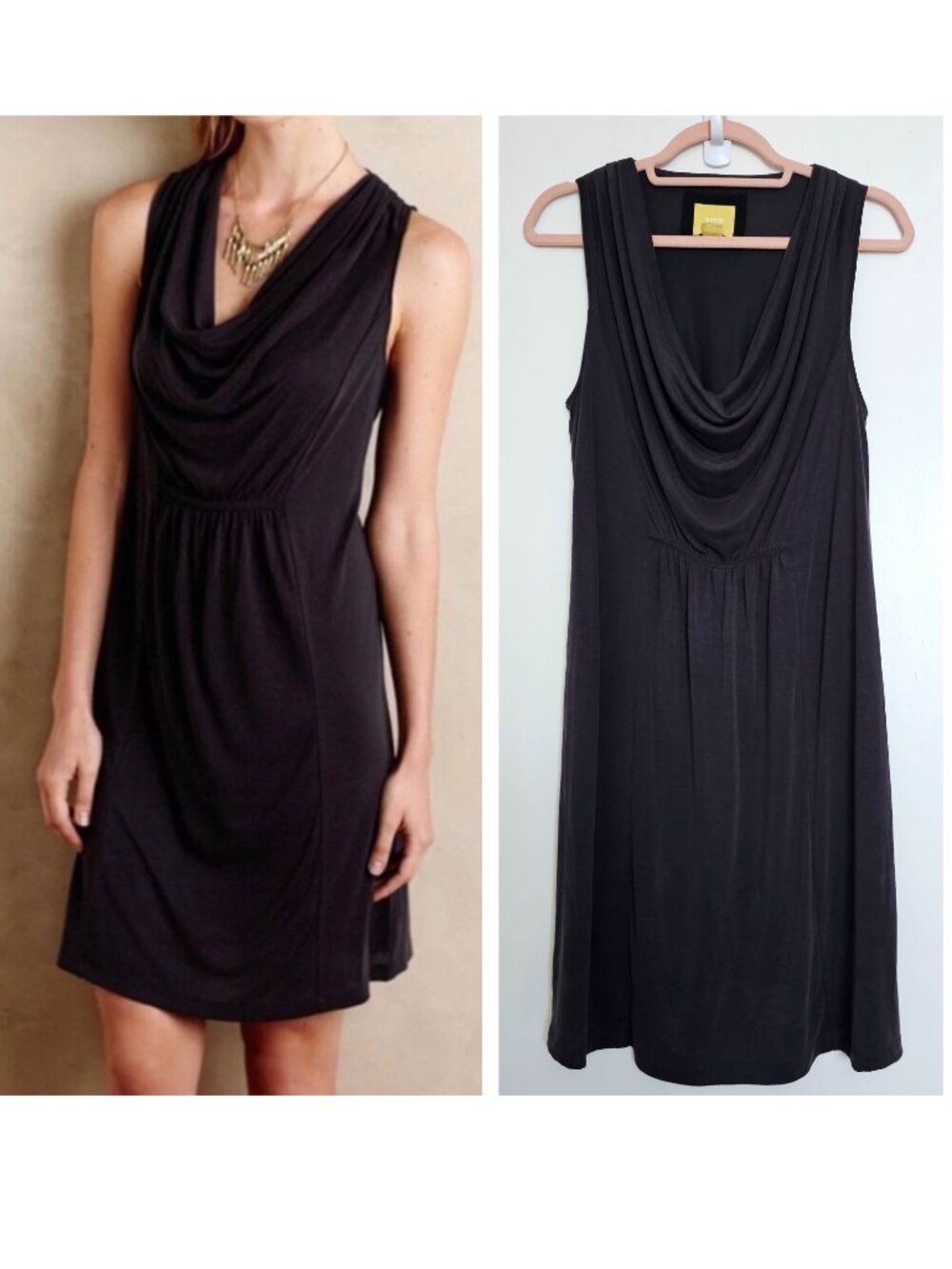 Anthropologie Maeve Cara Sleeveless Cowl Neck Casual Modal Dress, S